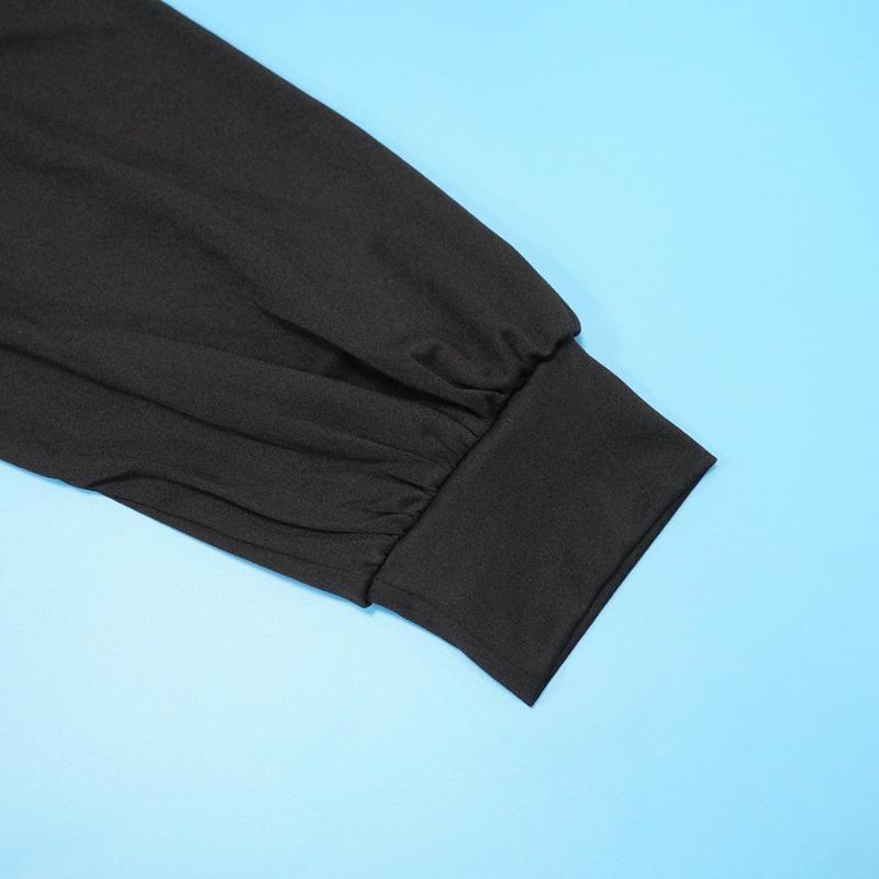 Tuta da Donna Taglie Forti Avvolgente Scollo a V Manica Lunga con Cintura Vita Alta Gamba Larga Monocolore