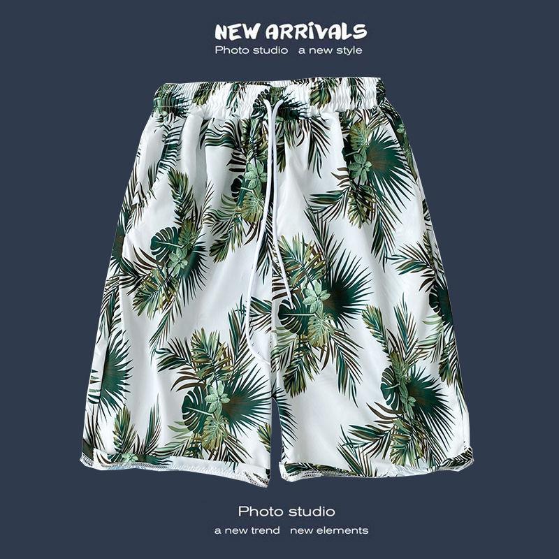 Men's Casual Loose Fit Five Point Shorts Trendy Floral Beach Vacation Couple Shorts Comfortable Versatile Summer Bottoms