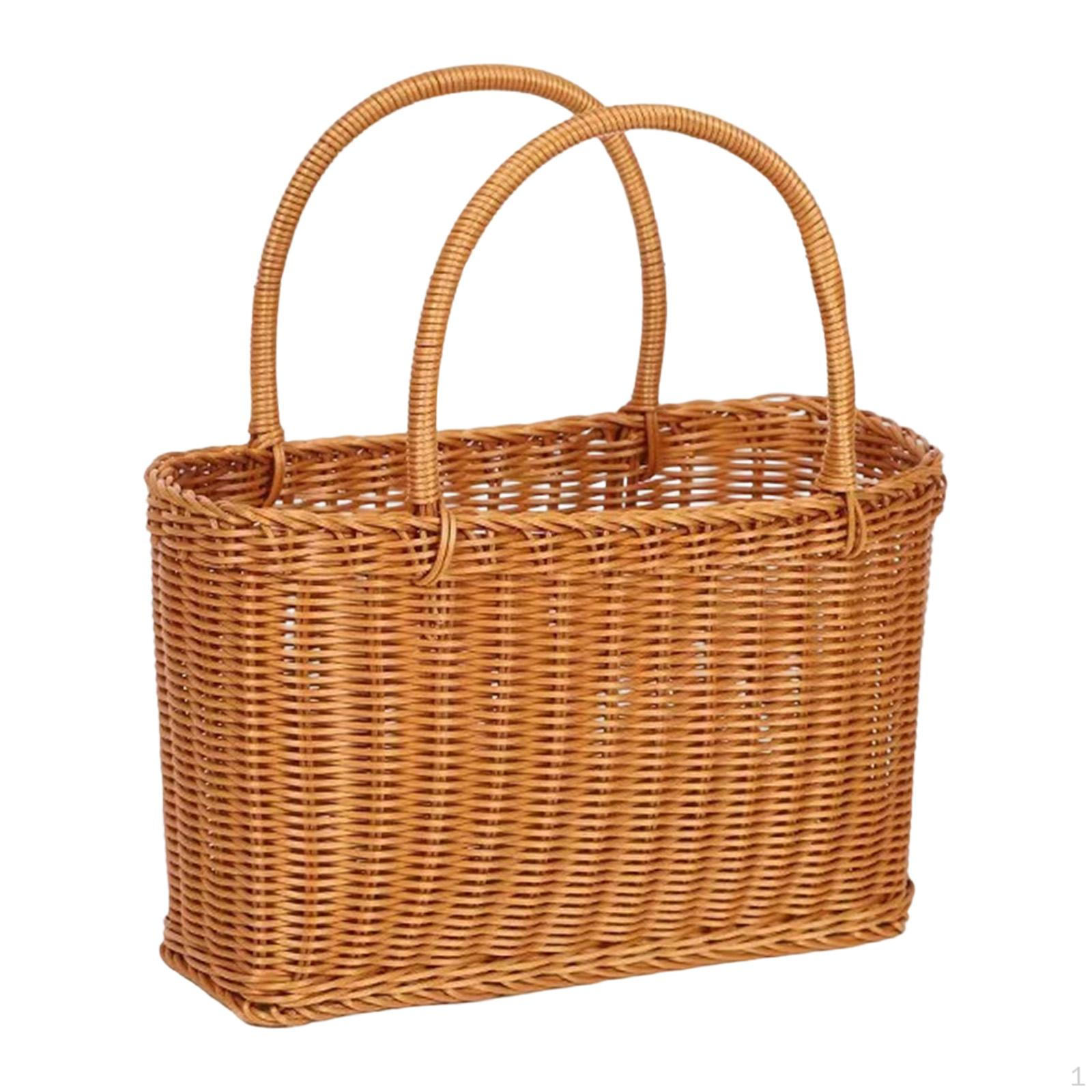 Empty And Versatile Woven Basket with Handle Made of Imitation Rattan Ideal for Fruit Eggs 32cmx15cmx20cm 1190₽