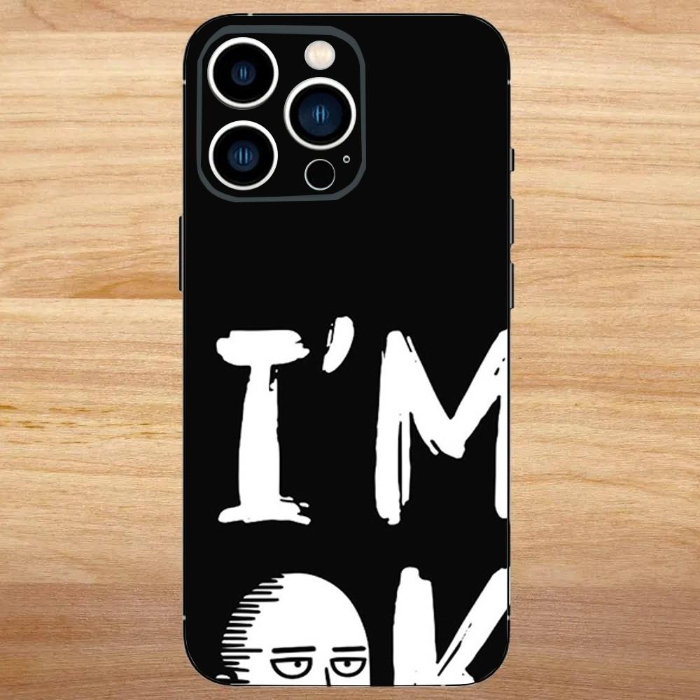 One P-Punch Man Saitama Phone Case For iPhone 16,15,14,13,12,11,Mini,Pro,SE,MAX White Matte Shockproof Cover