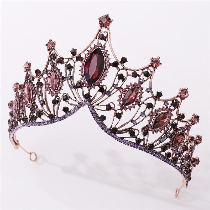 Nádherné fialové křišťálové královské královské tiáry a korunky soutěžní plesové princeznovské svatební vlasové šperky doplňky do vlasů