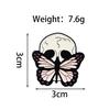 Retro Skull Brooch with Butterfly & Horror Elements - Metal Badge Ornament