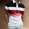 Summer 3D Pattern POLO Collar Casual Short Sleeve T-Shirt, Daily Casual Top, In Stock for Europe and America