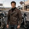 Men's Trendy Korean Style Faux Leather Asymmetrical Zipper Slim Fit Motorcycle Jacket for Spring & Autumn