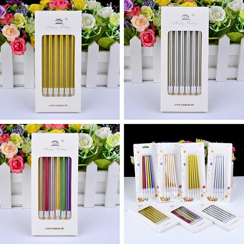 Color Candles 6/8pcs/box Wedding Party Birthday Cake Candles Decoration Party Supplies For Children Kids