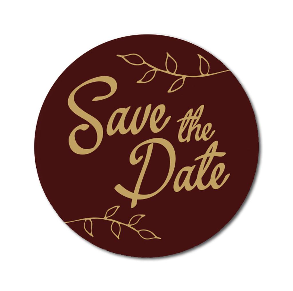Darling Souvenir DIY 45 Pcs Dark Brown Leaf Vines Save The Date Stickers Round Envelope Seal-1.6