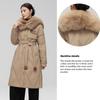 Winter Down Jacket for Women Long Style Large Fur Collar Slim Waist White Duck Down Jacket