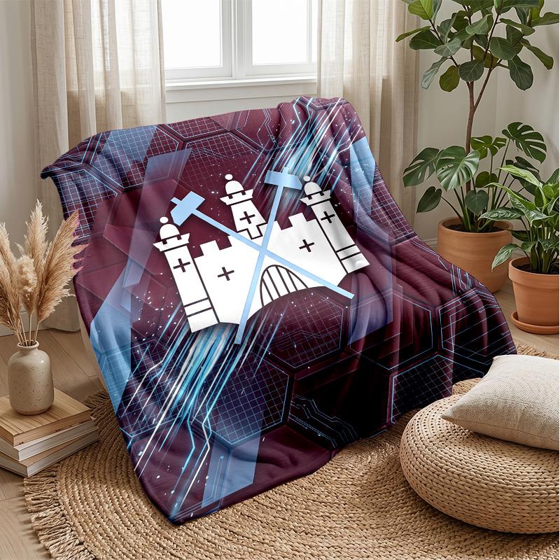 Coperta in Flanella con Stampa West Ham United, Morbida Calda Leggera Coperta da Divano Letto Campeggio