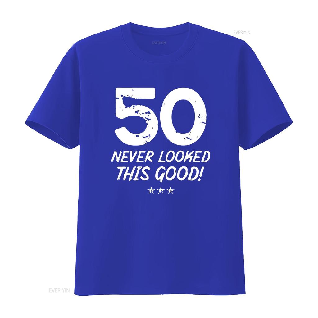 Womens 50 Year Old Never Looked So Good Birthday 50th T Shirt Black Medium vintage Washed Unisex Stylish Stretched graphic
