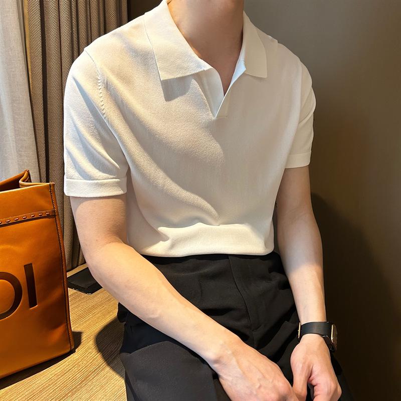 Men's Light Summer Ice Silk Knit Polo Shirt - Korean Style Trend