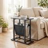 Side Table With Fabric Pocket Coffee Table With Steel Frame Compact Sofa Table Black