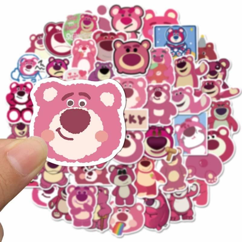 Cute Strawberry Bear Stickers 50 Adorable Cartoon Waterproof Decals For Luggage Notebook And Water Bottle