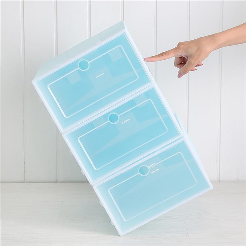 12-Piece Candy Color Shoe Box Transparent Plastic Shoe Storage Box Shoe Cabinet Storage Drawer Rectangle Blue синий 12130₽