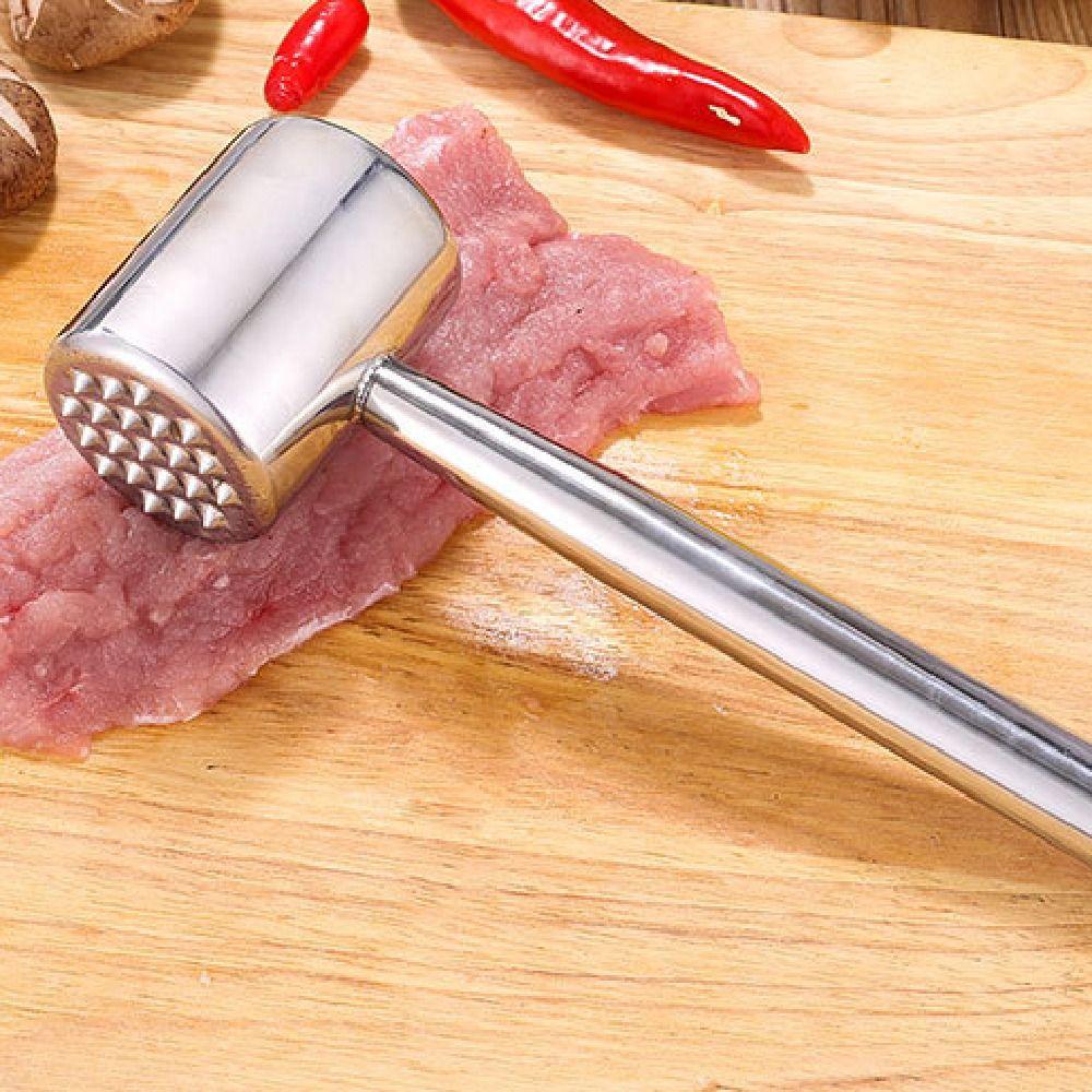 Stainless Steel Meat Hammer Non-slip Rust-proof Loose Meat Tenderizer Multi-Functional Double-side Steak Mallet Meat Preparation