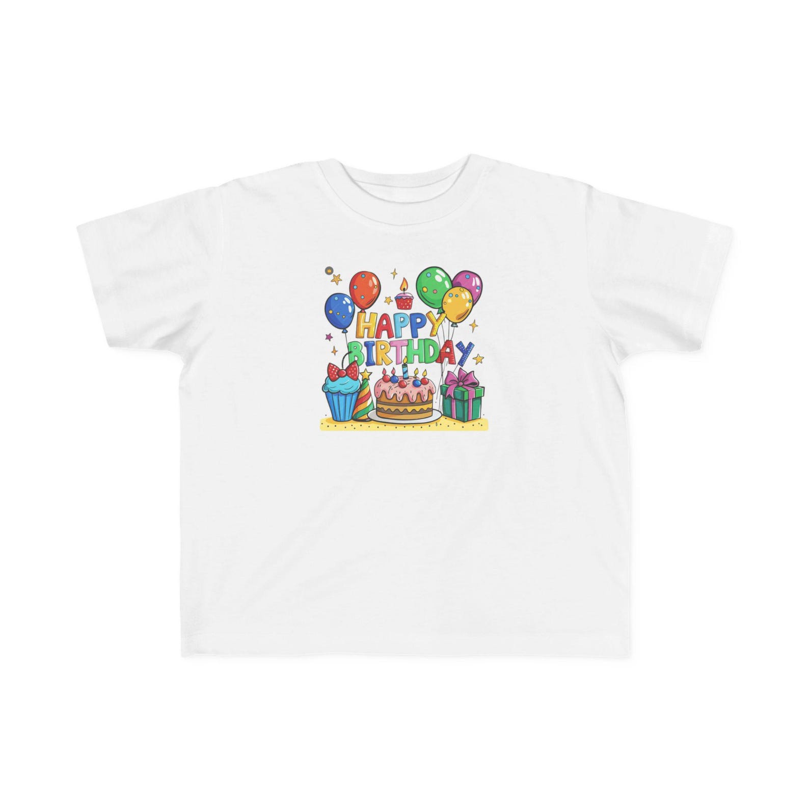 Happy Birthday Cake and Balloons Toddler Tee | Birthday Shirt 120