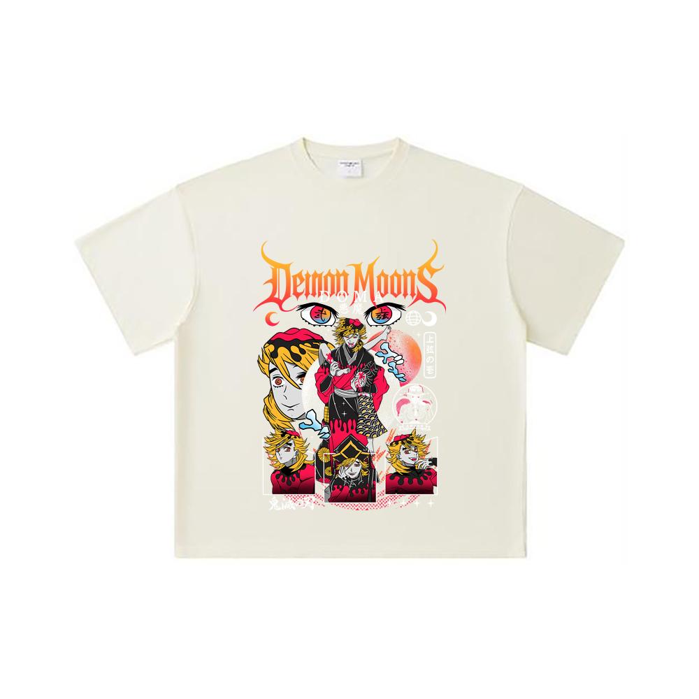 260 GSM Double Yarn 32 Count 100% Cotton Demon Slayer V32 Doma Print Unisex Heavy Cotton T Shirt