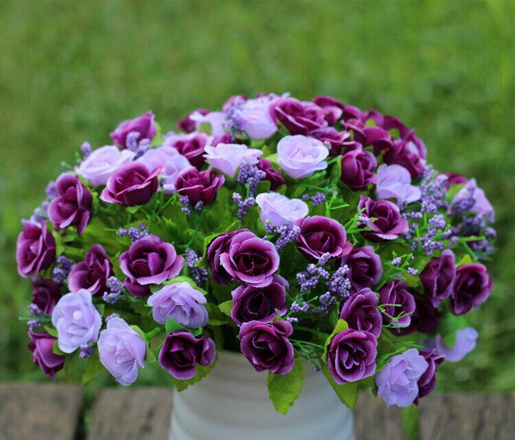 

Искусственные маленькие розы с 21 головкой, шелковые цветы, свадебный букет, домашний декор, США