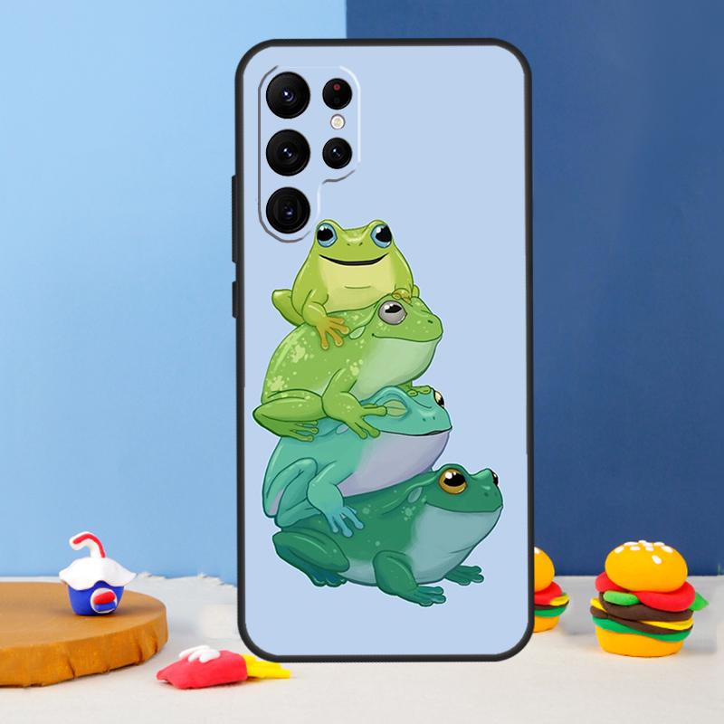 Cartoon Frogs Phone Case For Samsung Galaxy S25 Ultra S9 S10 S20 S22 S21 FE S23 Plus S24 Ultra Cover Coque