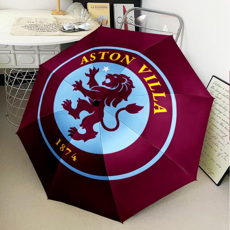 1PC Aston Villa Football Club Printed Umbrella Folding umbrella, automatic umbrella 8-Frame for Travel, camping Fan gifts Christmas Gifts