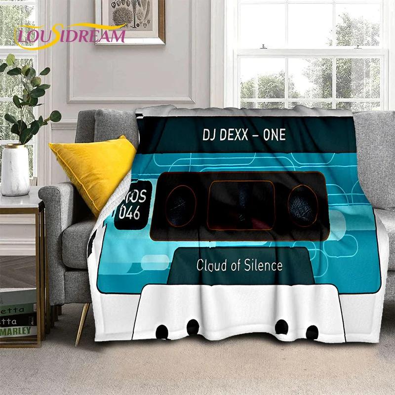 Padrão de Fita Cassete de Música Retrô Manta 3D, Manta Macia para Casa Quarto Cama Sofá Piquenique Viagem Escritório Cobertura Manta Criança