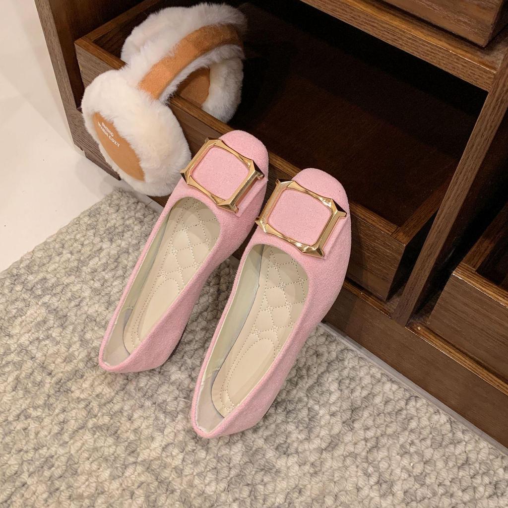 Plus Size Women's Square Toe Loafers with Buckle - Casual Flat Shoes for Spring & Autumn, Size 43