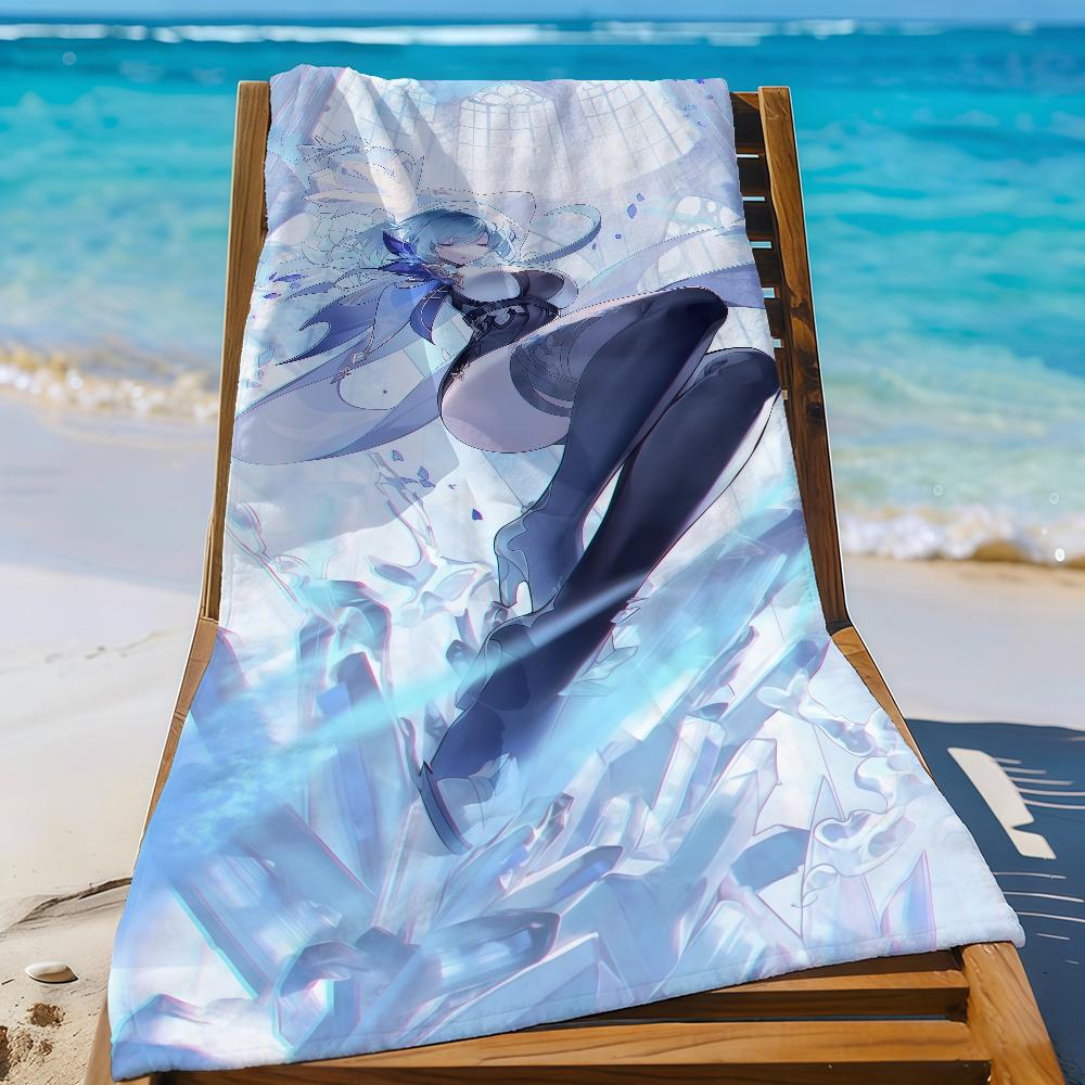 Genshin Impact Eula Towel Sports Quick Dry Travel Camping Gear Sandproof Soft Light Large Beach Towel