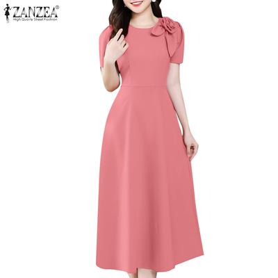 Women Casual 3D Flower Patchwork Summer Short Sleeve Dress