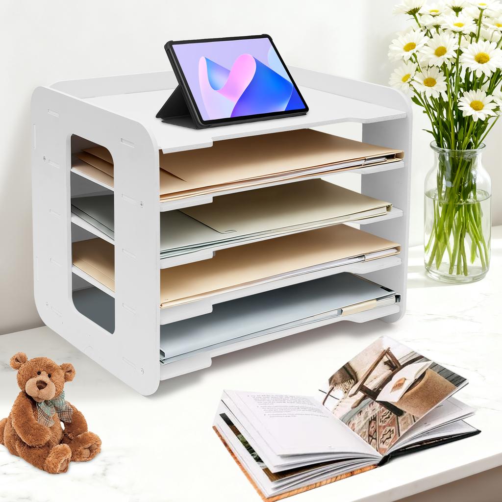 5-Tier Desk Organizer, Document Tray, Letter Size File Holder, Storage Rack for Home & School Supplies, Compact Paper Sorter