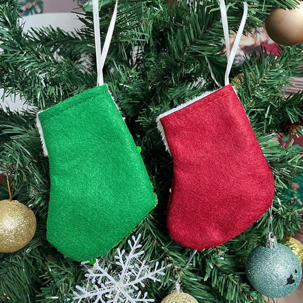 Hanging Christmas Tree Ornaments Plush Christmas Decoration Red Sequins Christmas Stocking Home