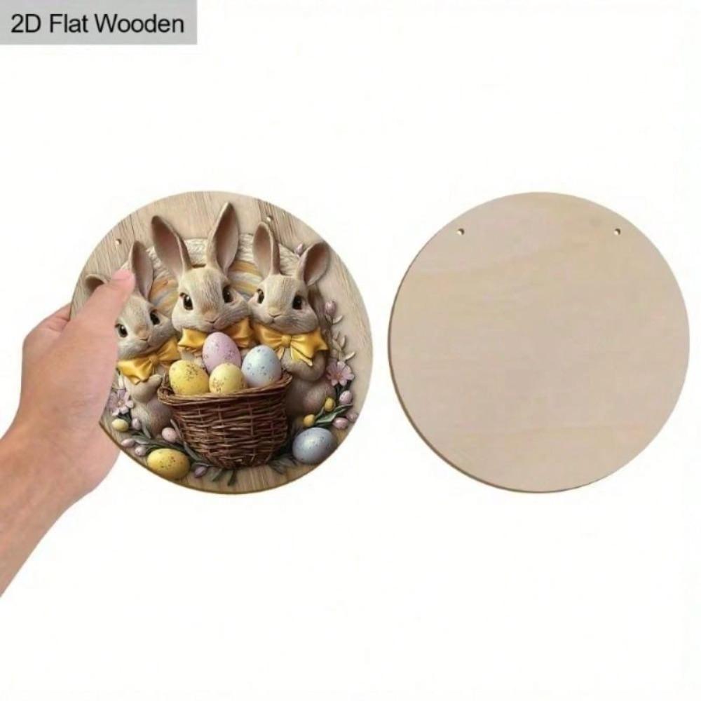 Tin Sign Wall Art, Easter Bunny with Eggs, Living Room Decor