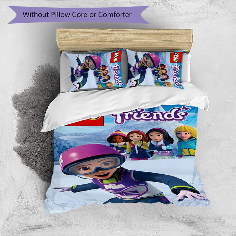 3pcs LEGO Friends pattern bedding set duvet cover set includes duvet cover &pillowcases, perfect all season bedroom decoration & gift