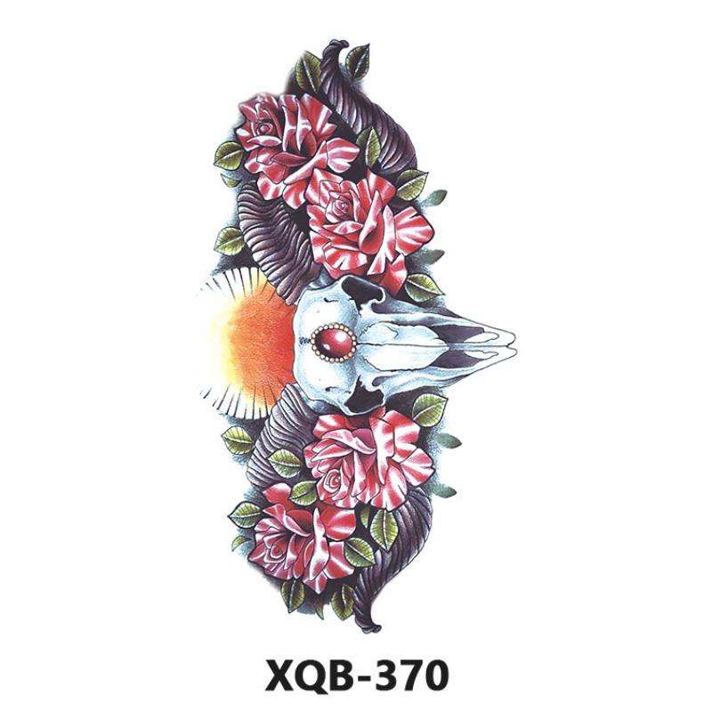 Tattoo Sticker Small Full Arm Animal Tiger Wolf Flower Arm Half Arm Waterproof Lasting Black and White Transfer Sticker