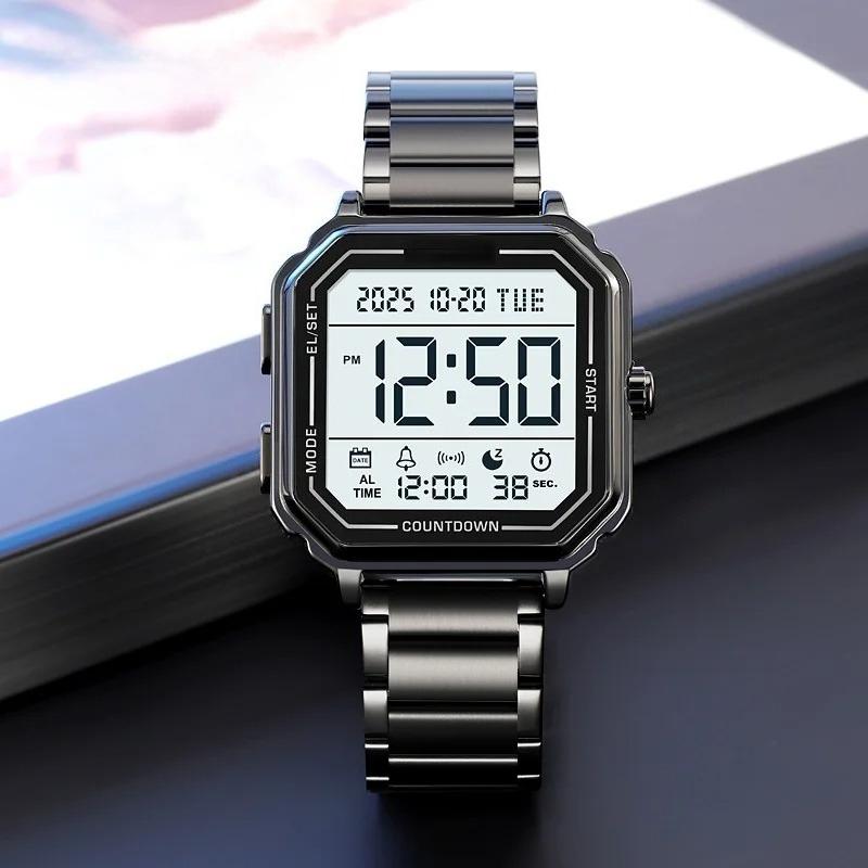 Sport EL Light Casual Watch Chronograph Countdown Stopwatch Digital Wristwatch Mens Clock
