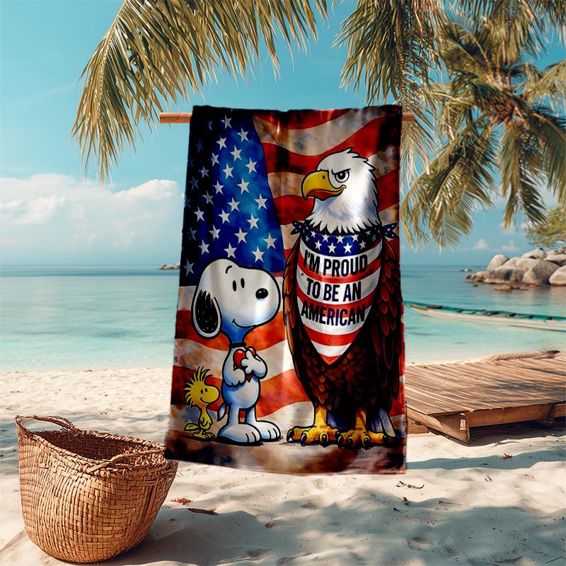 1pc American Pride Snoopy Friends Cartoon Quick Dry Microfiber Bath Towel for Swimming Surfing Camping Unisex Holiday. SJT7201198