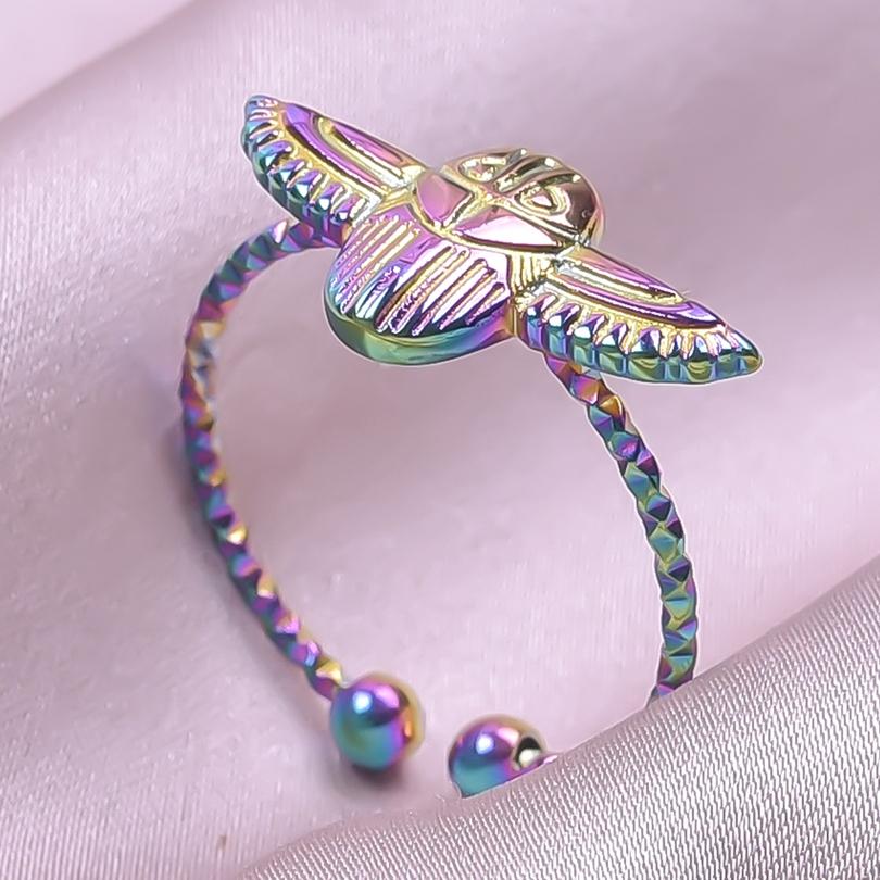 1/2/3pcs Animal Ring Butterfly Cat Wings Shell Open Adjustable Stainless Steel Rings For Women Men Accessories Fashion Jewelry