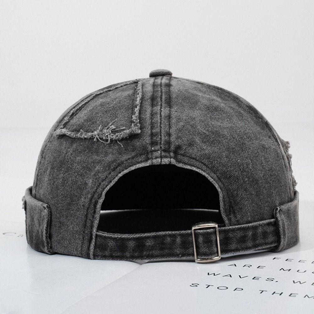 Casual Retro Brimless Hat Vintage Rolled Cuff Beanie Hat Adjustable Landlord Hat Unisex