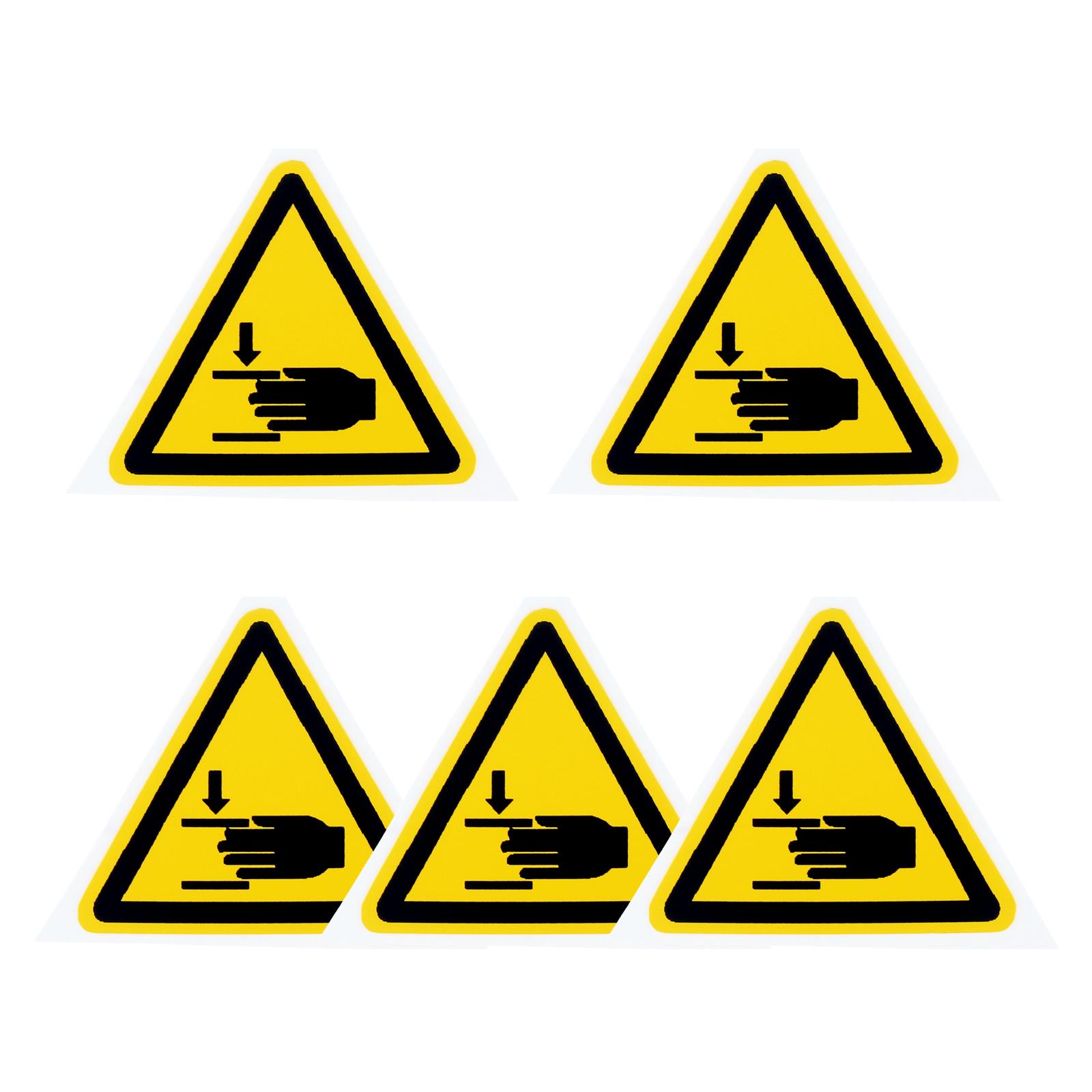 5pcs Triangle Warning Sign Sticker 2.5/5cm Alarm Logo Label Beware Hurting Heating Corrosion Poison Laser Bumping Self-Adhesive