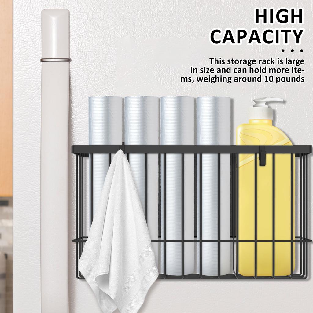Magnetic Basket Organizer Black Mesh Holder Magnetic Book Shelf Strong Magnetic for Fridge Refrigerator Office File Foil Home