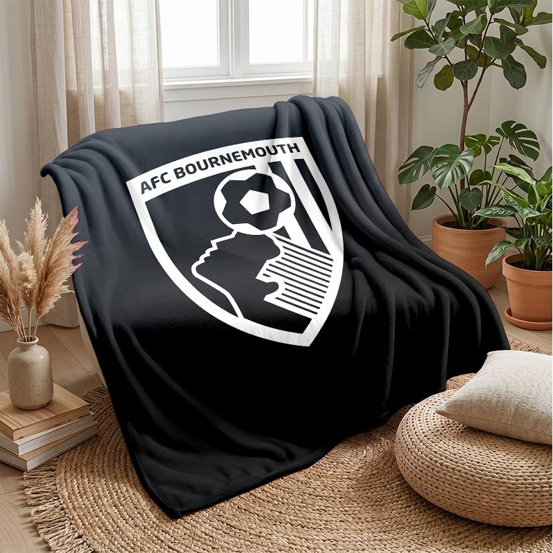 Bournemouth Football Print Flannel Blanket, Soft Warm Lightweight Throw Blanket for Sofa Bed Camping