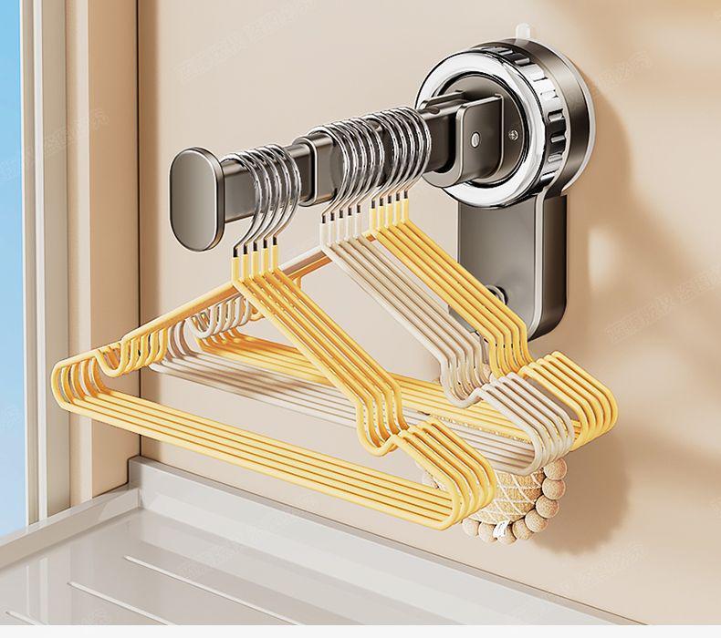 No-Drill Telescopic Wall-Mounted Clothes Drying Rack for Home Balcony
