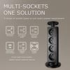 USB Port French Socket Vertical Office Power Strip, European Standard, Silver/Black