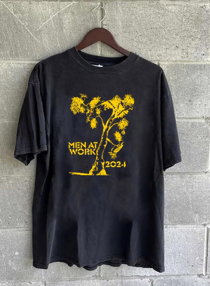 

Men At Work 2024 Poster Short Sleeve Short Sleeve Black All Size TShirt KK117 Unisex T-Shirt M