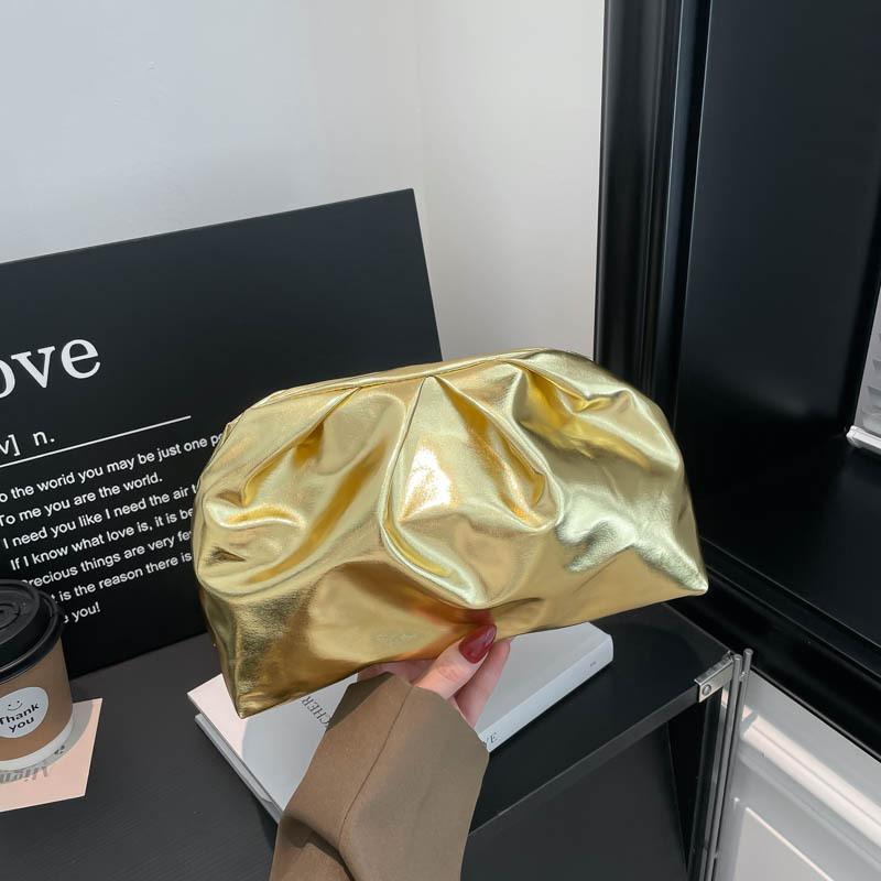 Pleated Trend Versatile Solid Color Premium Cloud Bag Women's Personality Casual Fashion Storage Niche Design Clutch Bag