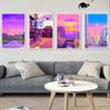 Japanese City Street Canvas Wall Art Anime Scenery Print Aesthetic Japan Town Landscape Poster Tokyo Cityscape Canvas Painting
