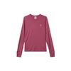 Solid Color Logo Print Crew Neck Long Sleeve T-Shirt Women Tops Burgundy DQ5852-653