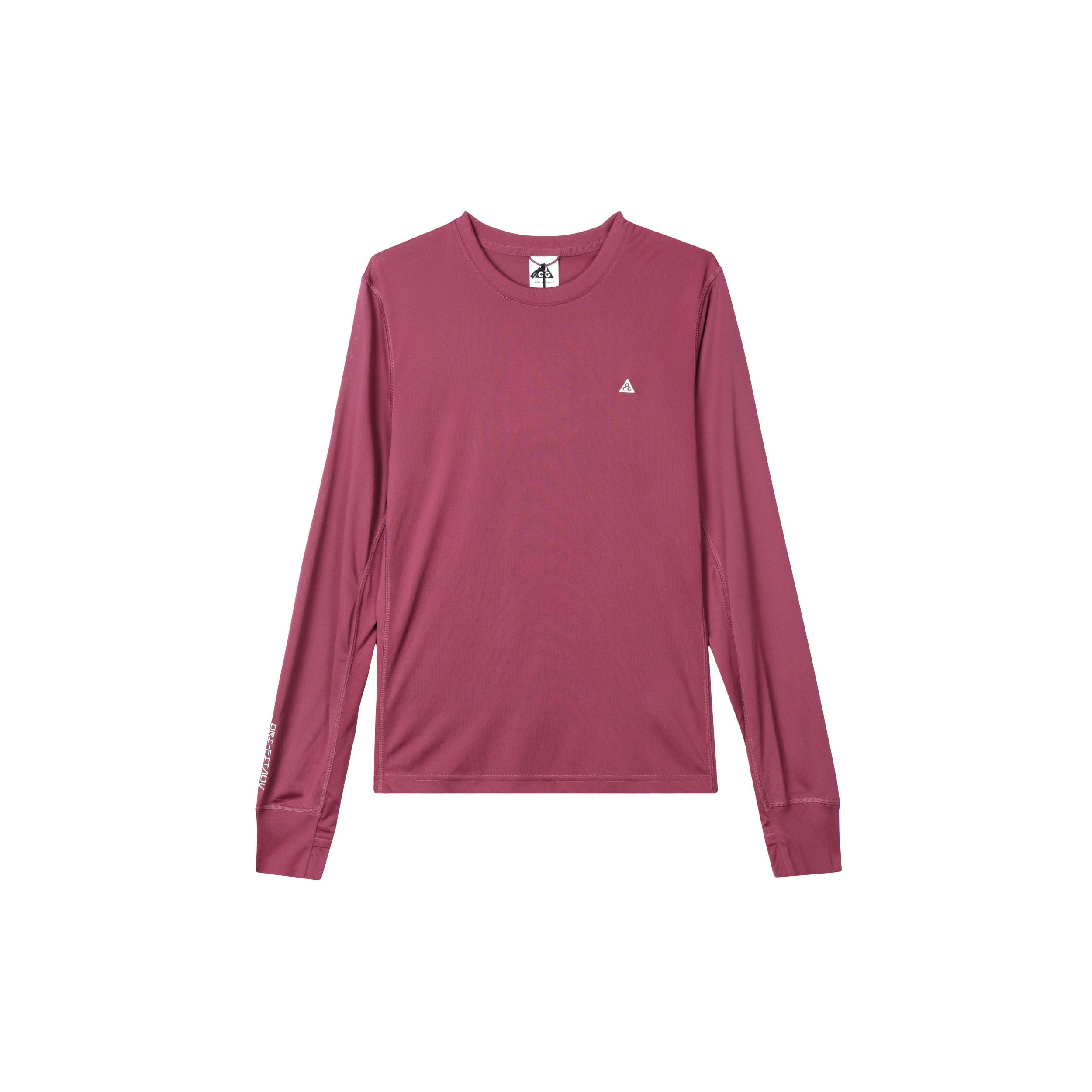 

Nike Футболка с длинным рукавом и логотипом, однотонная, с круглым вырезом, женские топы, бордового цвета DQ5852-653 L