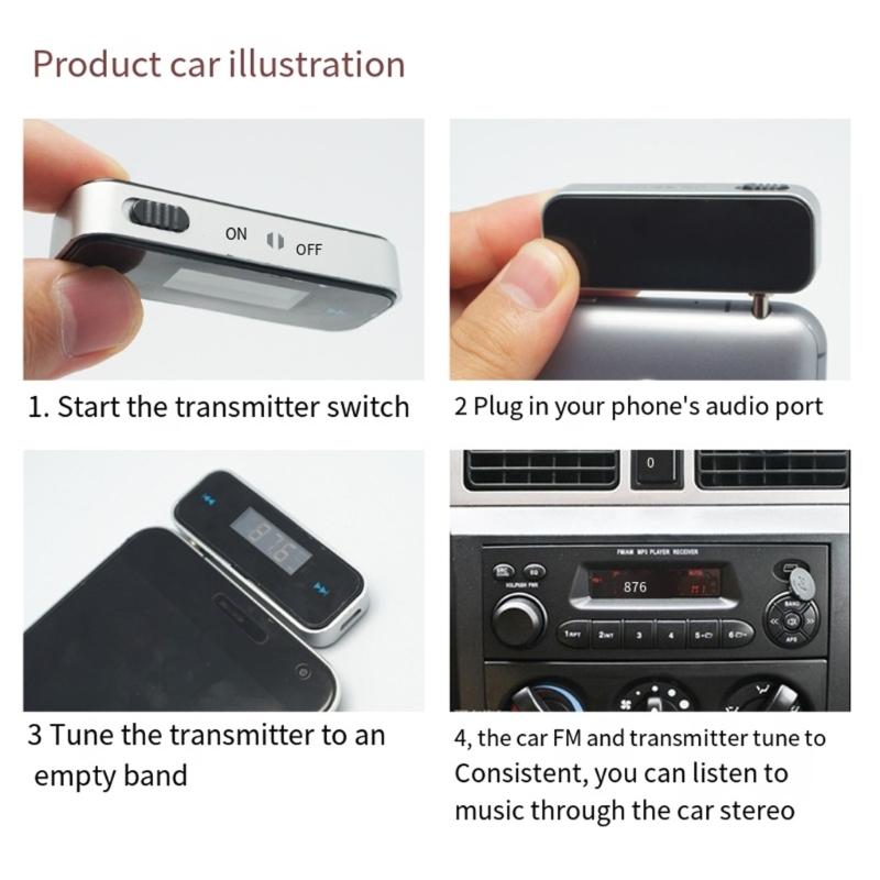 Auto MP3 MusikAudio FM Transmitter 3,5mm Aux Anschluss Im Auto Radio Transmitter Freisprech Audioadapter Autozubehör Tragbar