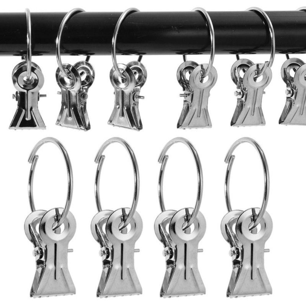 10Pcs Toothed Curtain Clips Non-Slip Flexible Curtain Hanging Ring Metal Heavy Duty Clothespin Clips for Curtains and Laundry