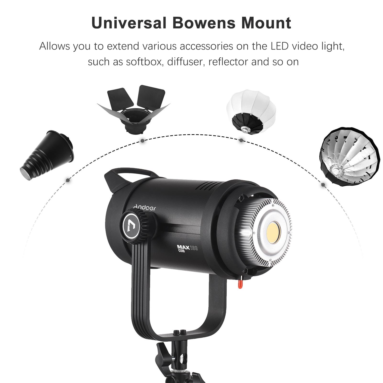 Andoer MAX 100 100W COB Светодиодный светильник для видеосъемки и студийной фотографии — фото 4