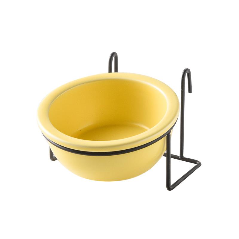 

Pet Bowl Hanging Cat Bowl Ceramic Cat Food Basin Drinking Water Bowl Overturned Bowl Holder Cat Cage Hanging Bowl жовтий